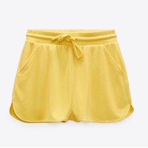 Zara Terrycloth Yellow Shorts Size Small
